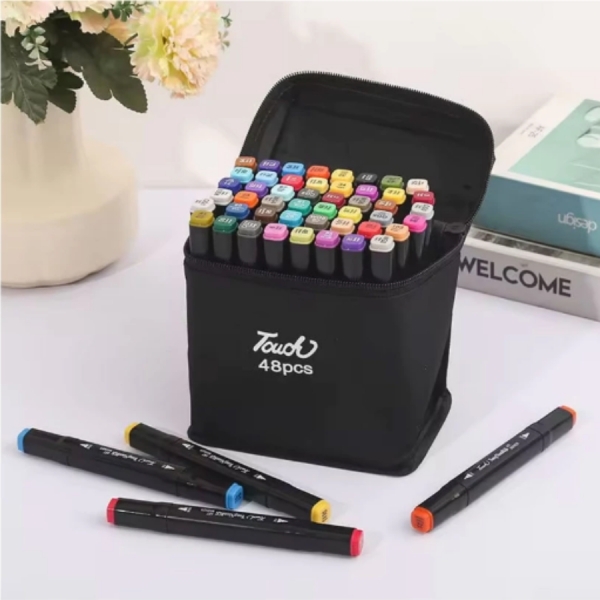 Estojo Kit 48 Canetinhas Marcadores Pintura Bobbie Goods
