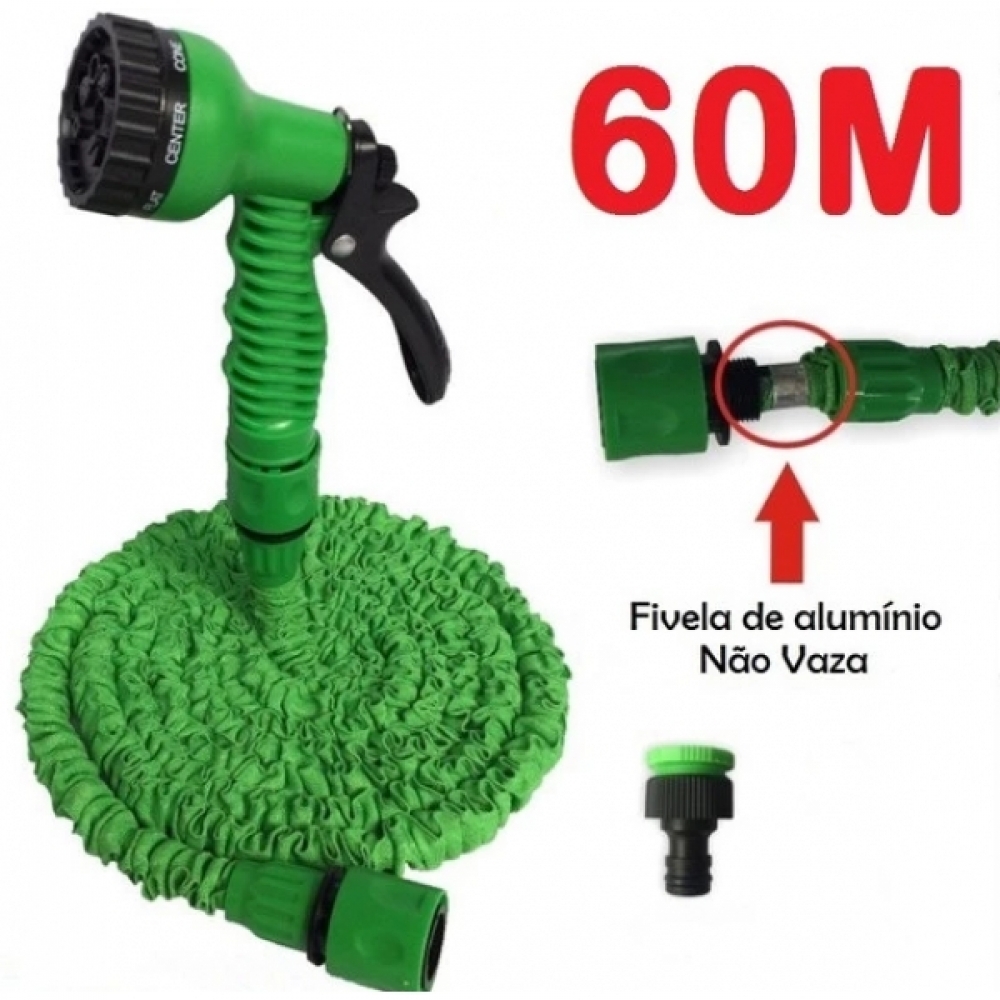Mangueira Magica 60m METROS Flexível Irrigação E 7 Tipos De Jato