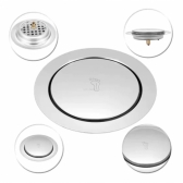 Ralo Click redondo Inteligente 15x15 cm Inox Banheiro Veda Cheiros