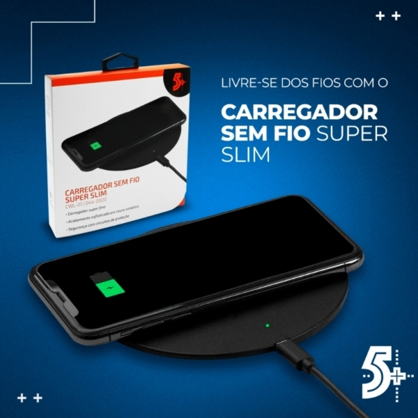 Carregador Sem Fio Wireless Ultra Rápido De Indução - 5+